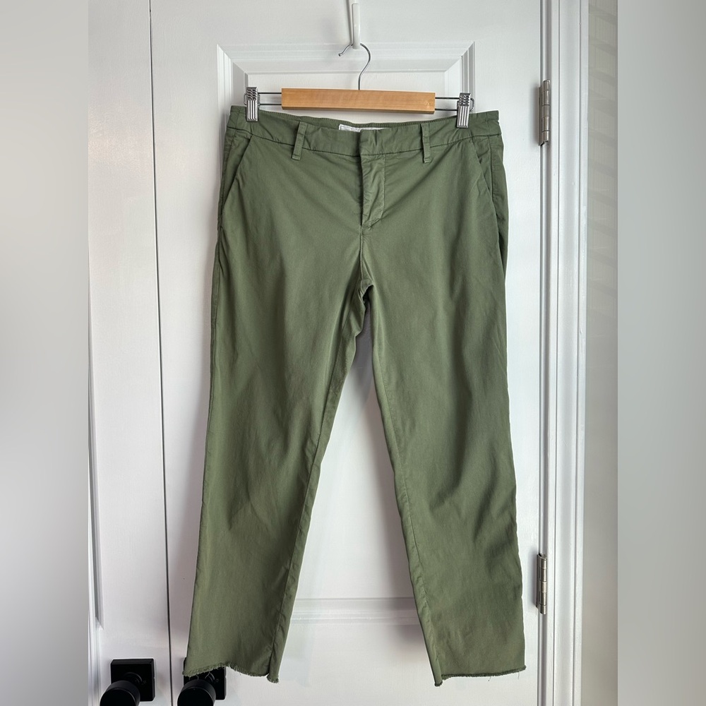 Frank & Eileen Low Rise Wicklow Italian Cropped Chino in Army Green Size 8